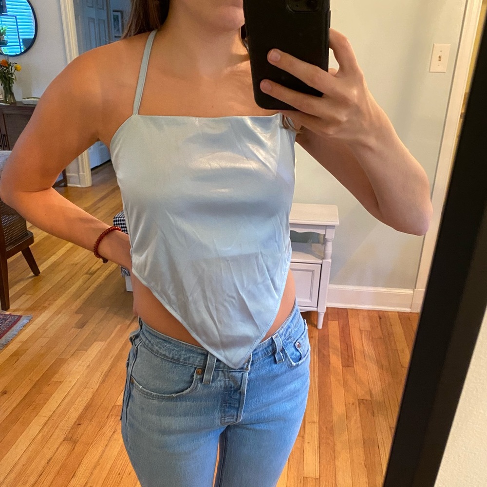 Baby Blue Y2K Handkerchief Top